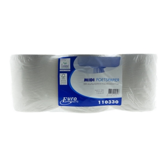 Euro Products | Midi rol 1 laags ecologisch | Natuurwit | 6 x 300 meter