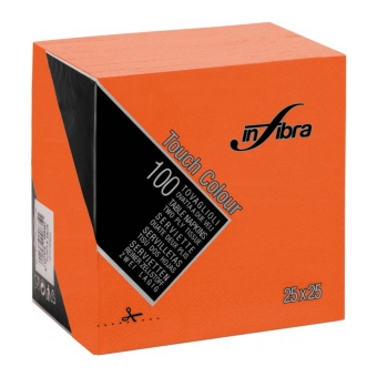 Infibra | Servetten 2-laags | 1/4 vouw | Oranje | 25x25cm | 30x100 stuks