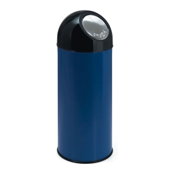 Afvalbak 55ltr Pushdeksel met onderbak blauw/zwart