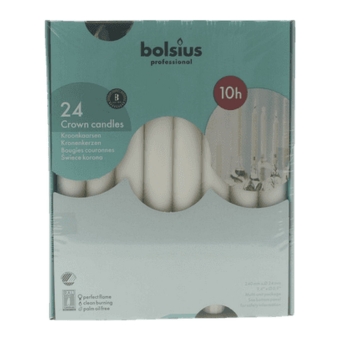 Bolsius | Kroonkaarsen | Wit | 24 stuks